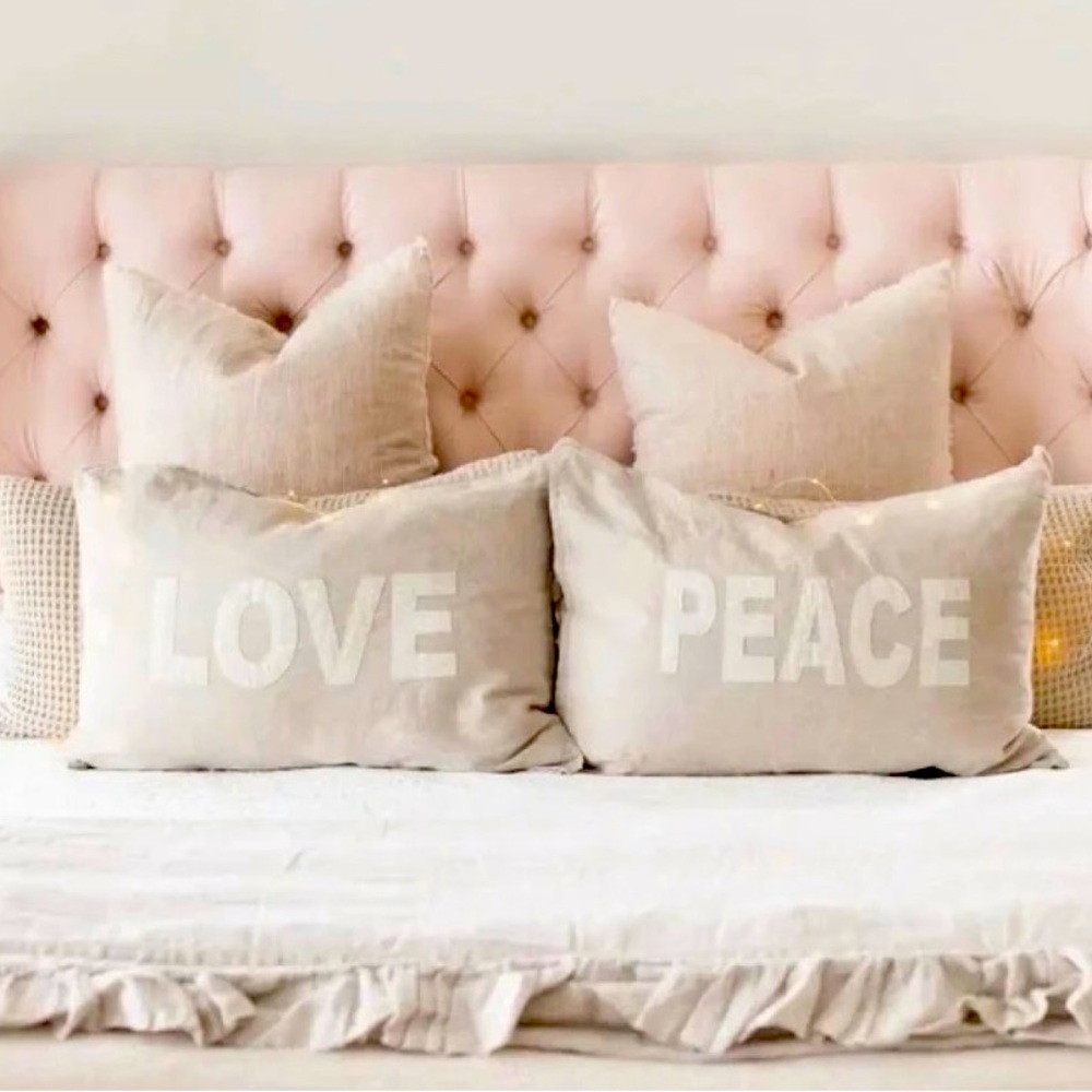 Jilly Box Pom Pom at Home Peace and Love shams